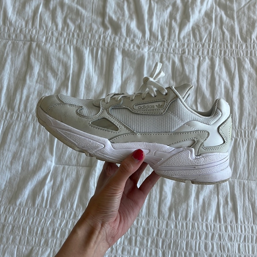 Cream adidas falcon sneakers